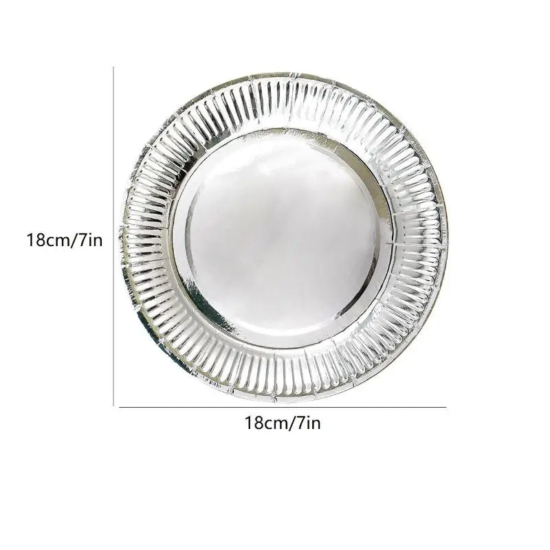 Metallic Foil Disposable Paper Plates Gold Silver 50 Pack