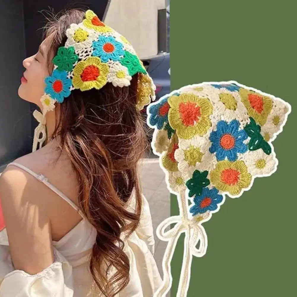 Retro Knitted e Scarf Headband for Women Cute Sweet Artistic Sle Travel Outfit Korean Version for Summer Season Oasis Select