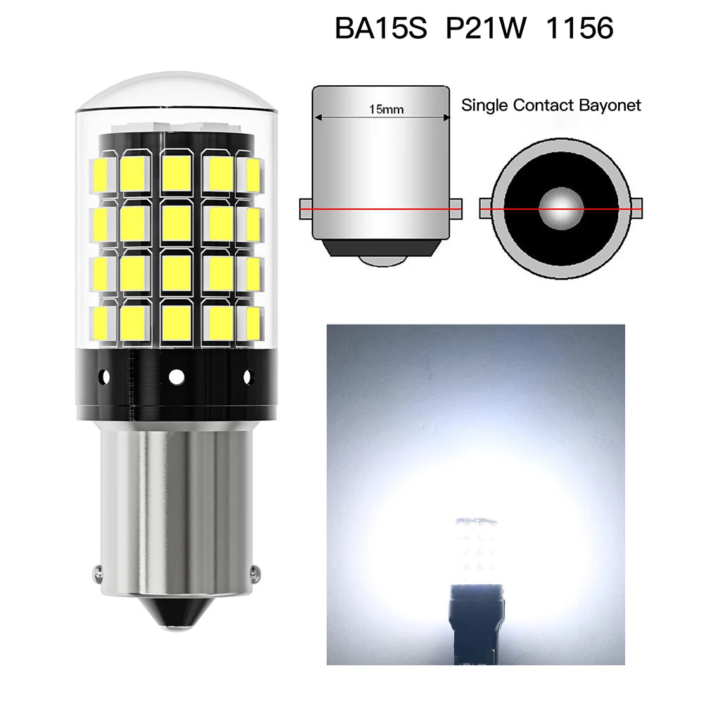 ASLENT 2-Pack 54-SMD LED Bulbs | Turn Signal Brake Reverse 12V Automotive LED Bulb Oasis Select 1156 P21W White