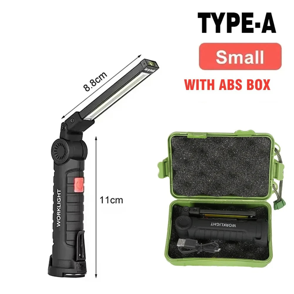 New Portable COB LED Flashlight USB C Rechargeable Work Light Magnetic Lantern Hanging Lamp with Built-in Battery Camping Torch Oasis Select W51 Small with box