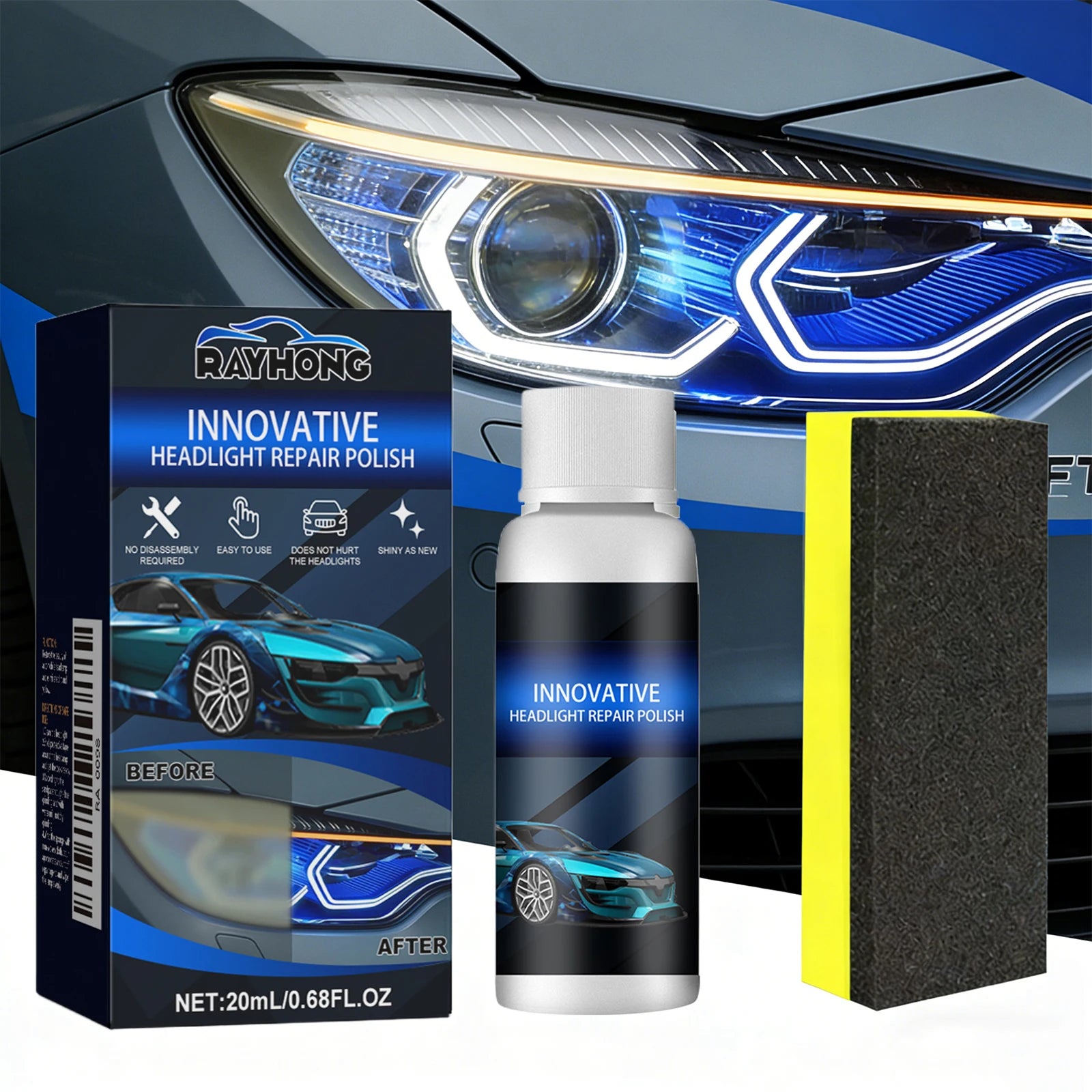 Car Headlight Polishing Liquid Car Headlamp Restoration Cleaning Agent Improves Nighttime Driving Safety Restore Clarity & Shine Oasis Select