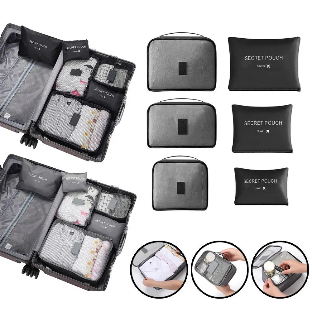 6-Piece Travel Packing Organizer Bags Set – Suitcase Storage