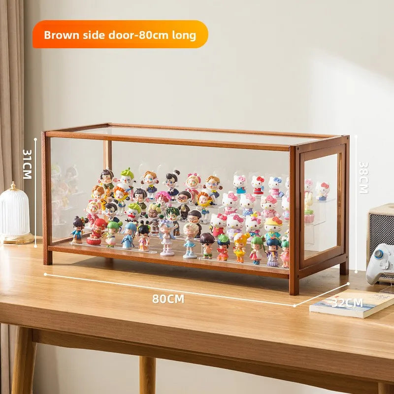 Figure Cabinet Wine Cabinet Toy Storage Rack Display Cabinet Household Sub-dustproof Transparent Cabinet Lego Display Cabinet Oasis Select Brown layer 80
