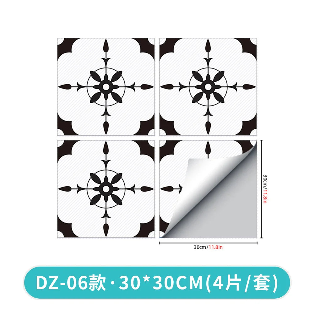Kitchen Bathroom Oil Waterproof Non-slip Twill Floor Paste Bathroom Bedroom Living Room DIY Floor Paste Stickers Oasis Select DZ-06 30cmx30cm(4pcs-1set)