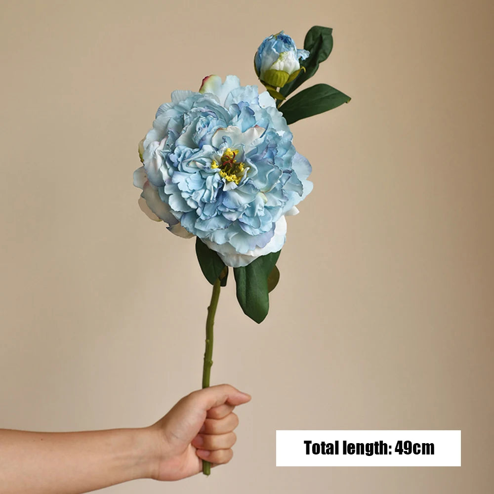 Peony Simulation Flowers, Home And Living Room Artificial Flower Decorations, Dining Table Dried Flower Bouquet Decoration Oasis Select Light Blue