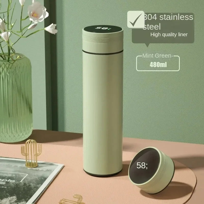 500ML Stainless Steel Thermos Cup with Separator 316 Smart Cup High Value Gift Cup Coffee Cup Father's Gift Cold Cup To Business Oasis Select Light Green 6PCS
