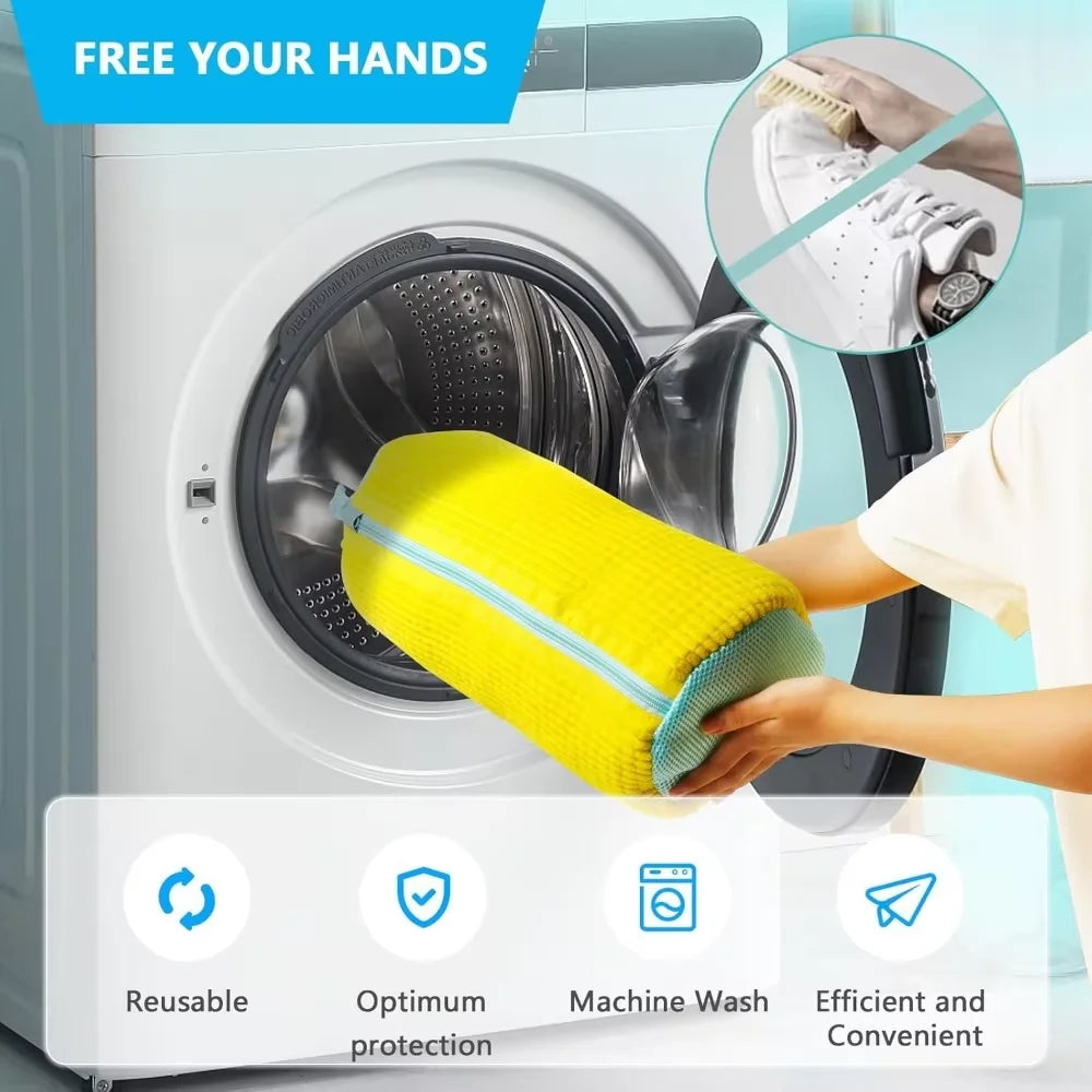Laundry Bag Sneaker Washing Machine Bag Hands-Free Cleaning with Lining Mesh Thorough Wash for Shoe Protects Washing Machine Oasis Select