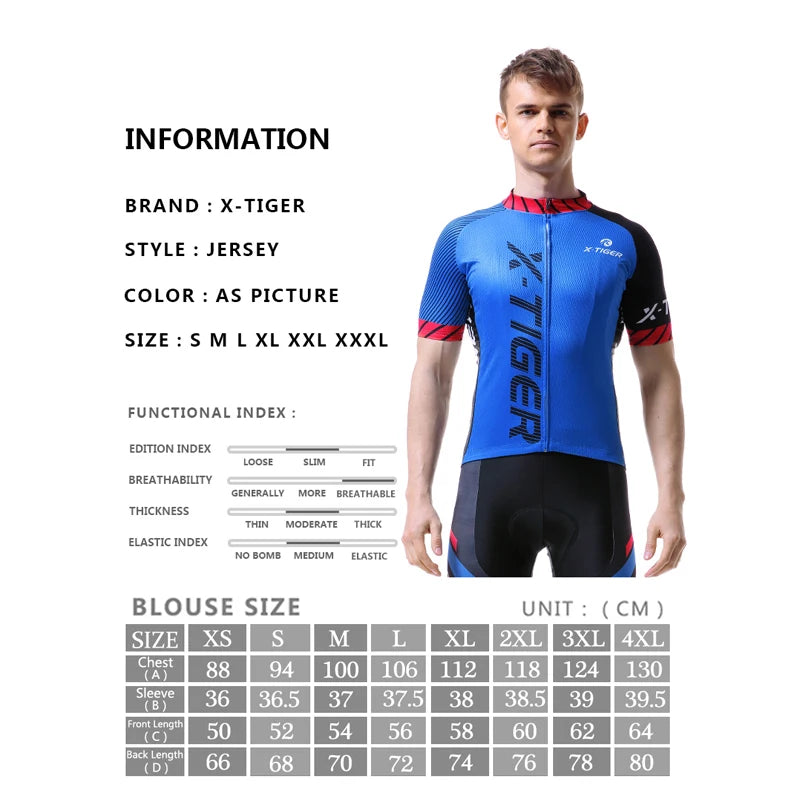 X-TIGER Cycling Jersey Men Mountain Bike Clothing Quick-Dry Racing MTB Bicycle Clothes Uniform Breathale Cycling Clothing Wear Oasis Select