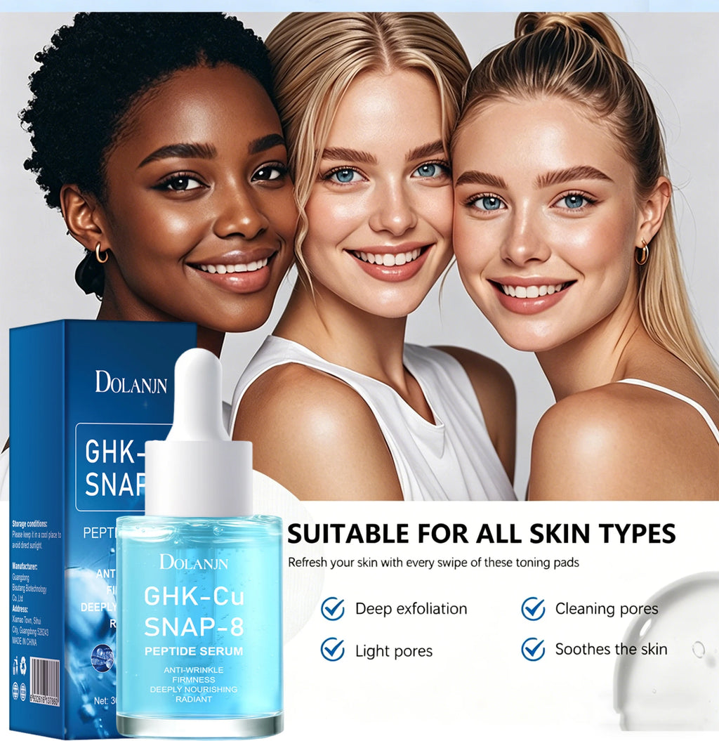 GHK-Cu Copper Peptides Facial Serum SNAP-8 Faded Fine Lines Wrinkles Firming Deep Moisturizing Hydration Collagen Skincare Serum Oasis Select