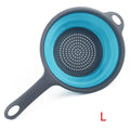 LMETJMA Silicone Collapsible Colander with Handle Kitchen Folding Strainer Colander for Draining Pasta Vegetable Fruit JT111 Oasis Select Blue L