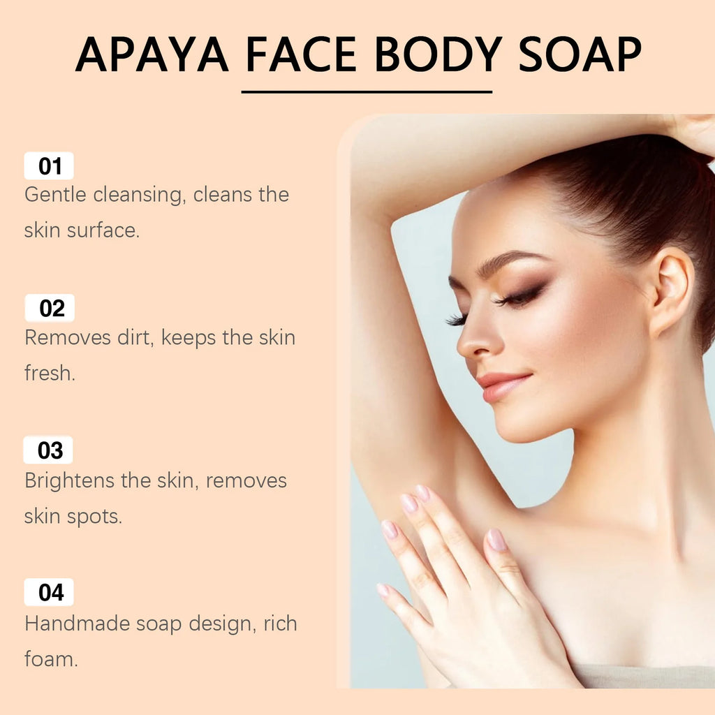OCEAURA Papaya Turmeric Nourishing Bath Soap Deep Clean Improve Dull Skin Remove Dirt Smooth Epidermis Body Moisturize Bath Soap Oasis Select