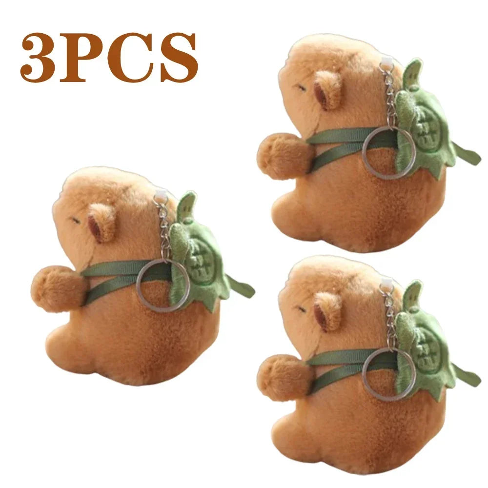 1-20PCS Cartoon Capybara Pendant Plush Toy Doll Bag Hanging Ornament Cute Kapila Keychain Doll Desktop Doll Ornament Car Pendant Oasis Select Turtle Backpack-3PCS