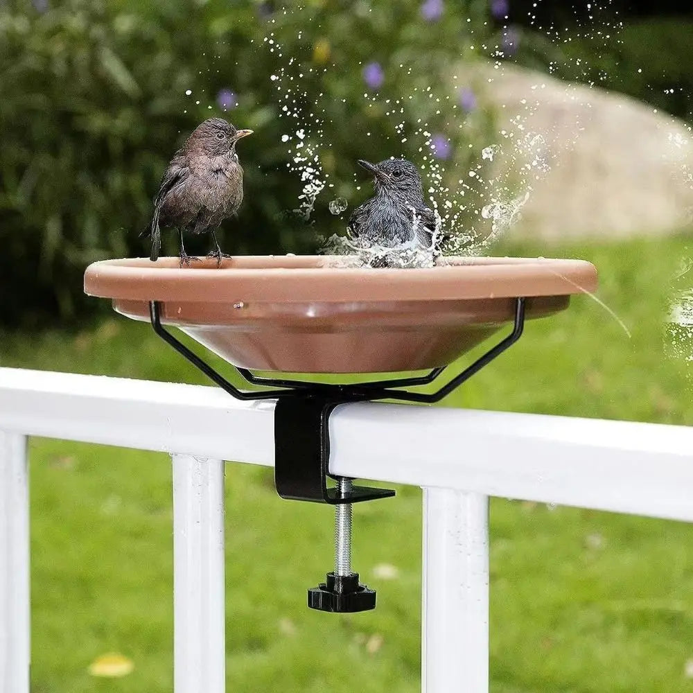 Deck Railing Bird Bath & Feeder – Adjustable Brown Plastic Deck Railing Bird Bath Oasis Select