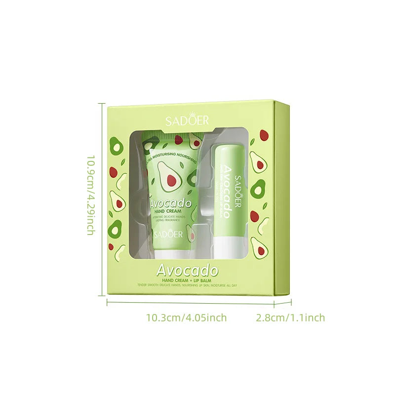 SADOER Avocado Hand Cream & Lip Balm 2-in-1 Skincare Gift Set
