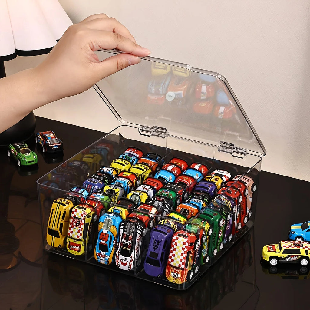 1pc Transparent/Semi Transparent Black Flip Cover Toy Car Model Storage Box, Large Capacity Suitable for Hot Wheels Display Box Oasis Select