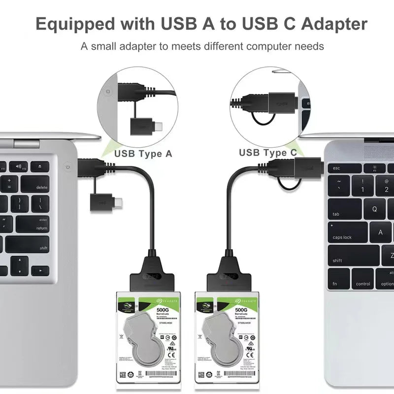 SATA to USB 3.0 Type-C Adapter Cable Up To 6 Gbps High Speed Support 2.5 Inch External HDD SSD Hard Drive 22 Pin Sata III Cable Oasis Select