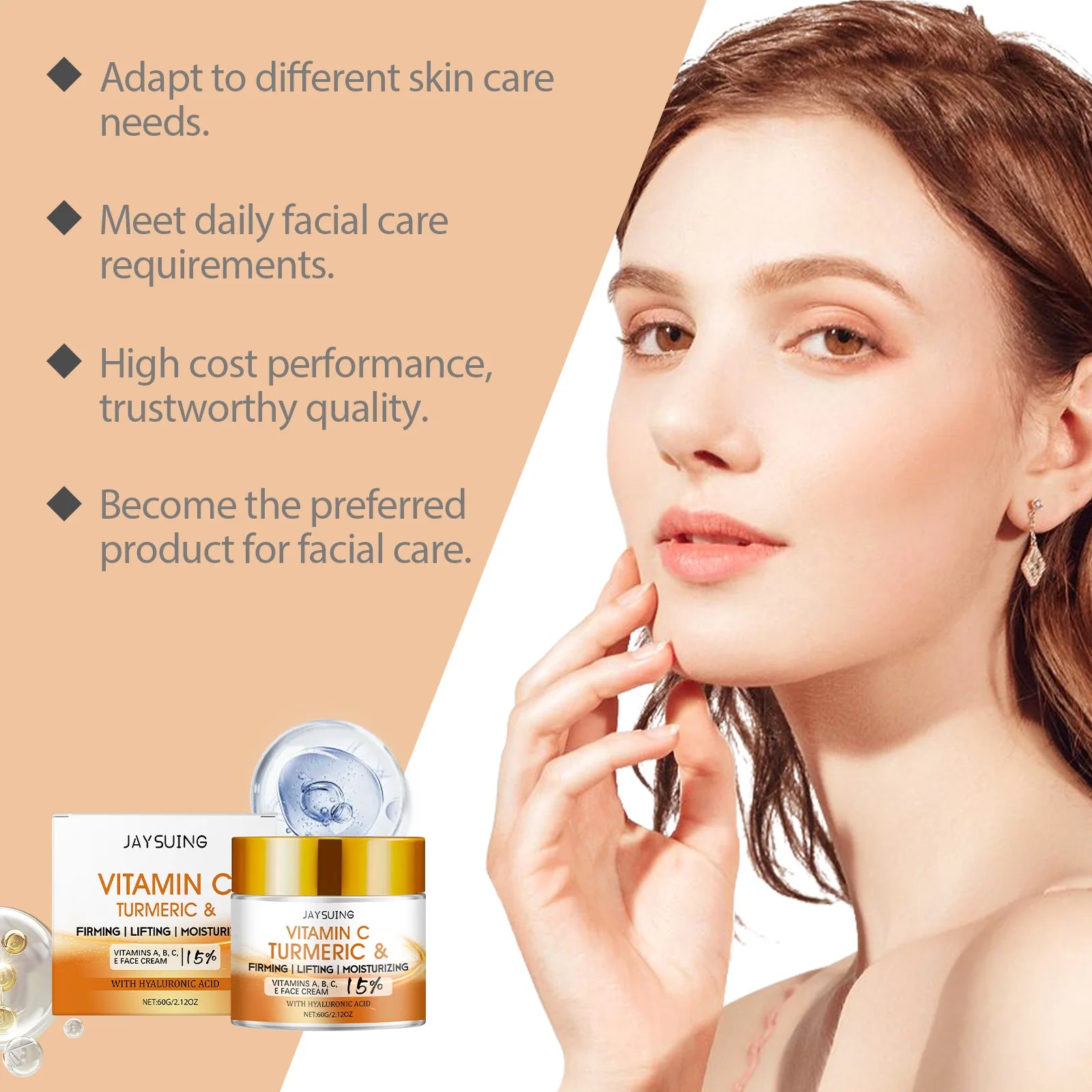 Turmeric Vitamin C Face Cream – Anti-Aging & Brightening 60g Face Moisturizer Cream Oasis Select