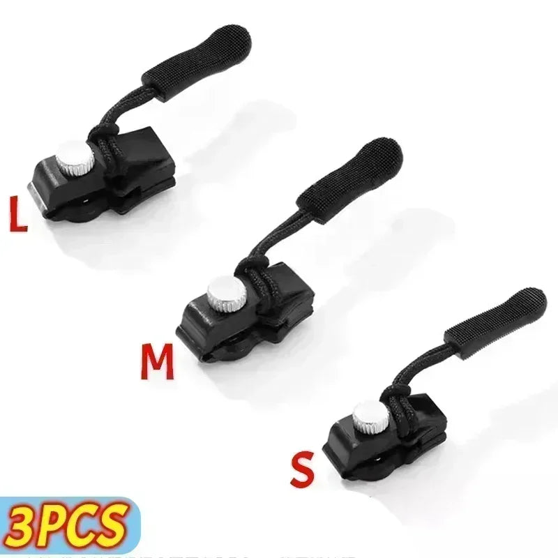 2-6pcs 3 Different Size Zipper Repair Kit Universal Instant Fix Zip Replacement Zip Slider Teeth Rescue Zipper For Tailor Tool Oasis Select Mixed-3pcs
