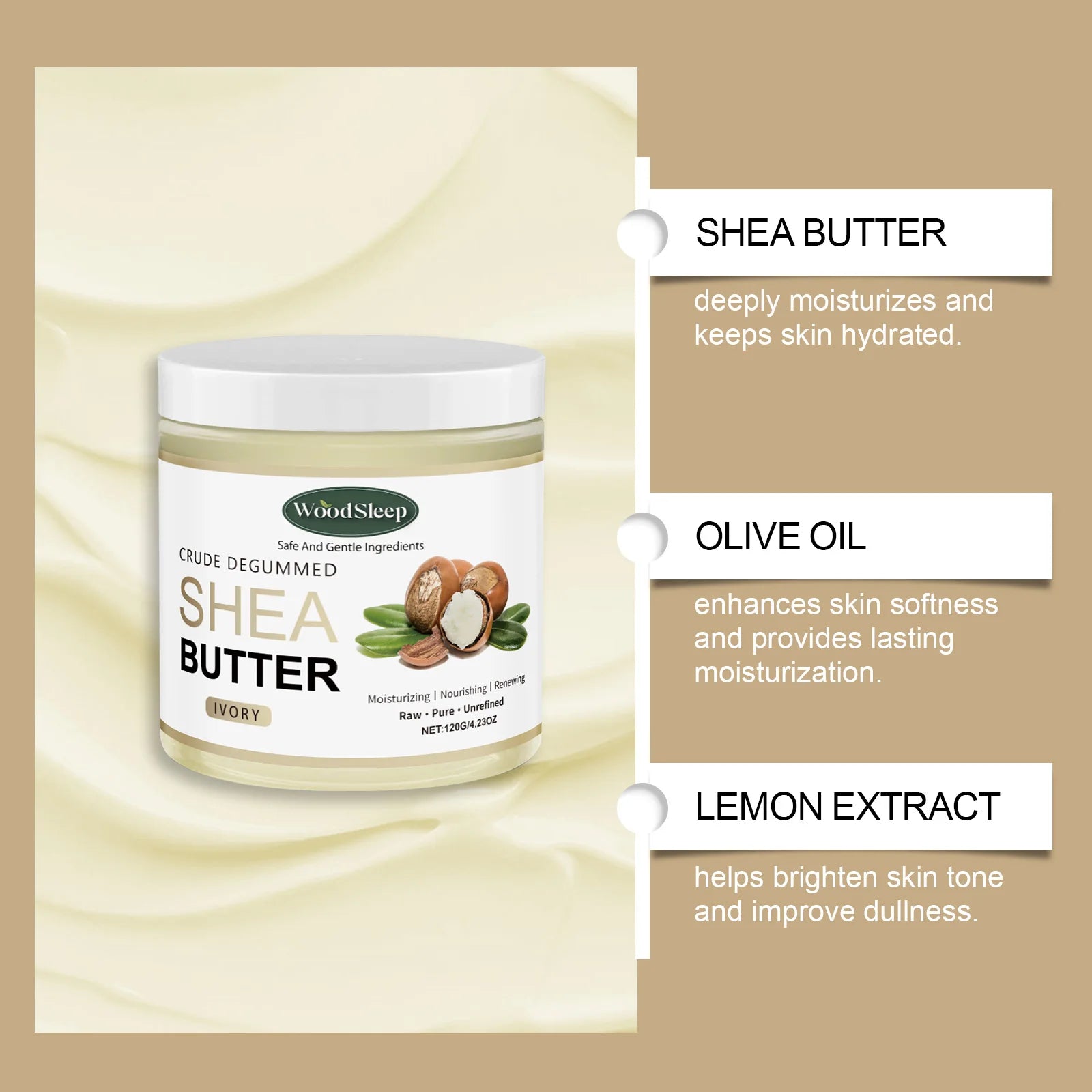 WOODSLEEP Shea Butter Cream – Deep Moisturizing Body Cream 120g Body Moisturizer Cream Oasis Select