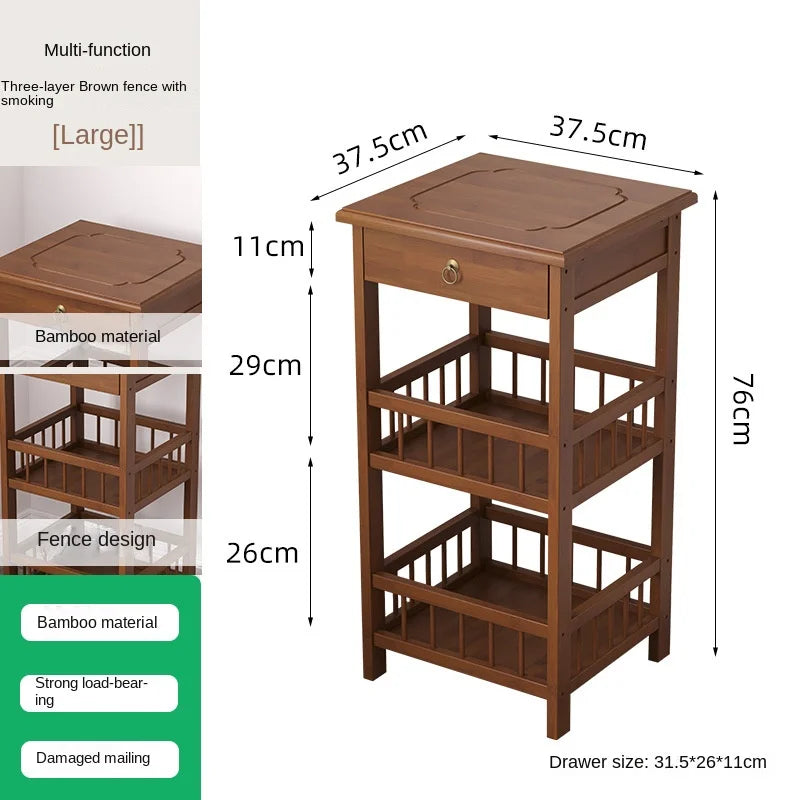Simple and small bedside table, bedroom bedside cabinet, room storage rack, side table cabinet, bamboo solid wood special offer Oasis Select E2