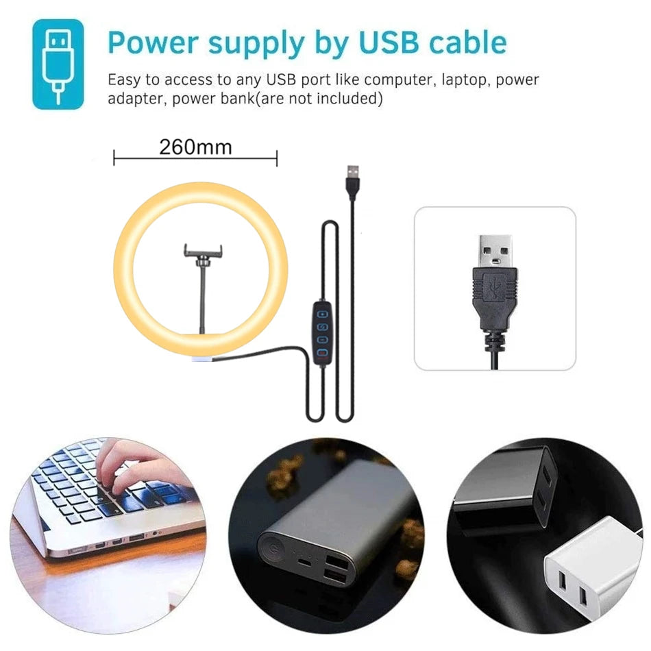 LED Ring Light with Tripod & Phone Holder | VeFly 26cm