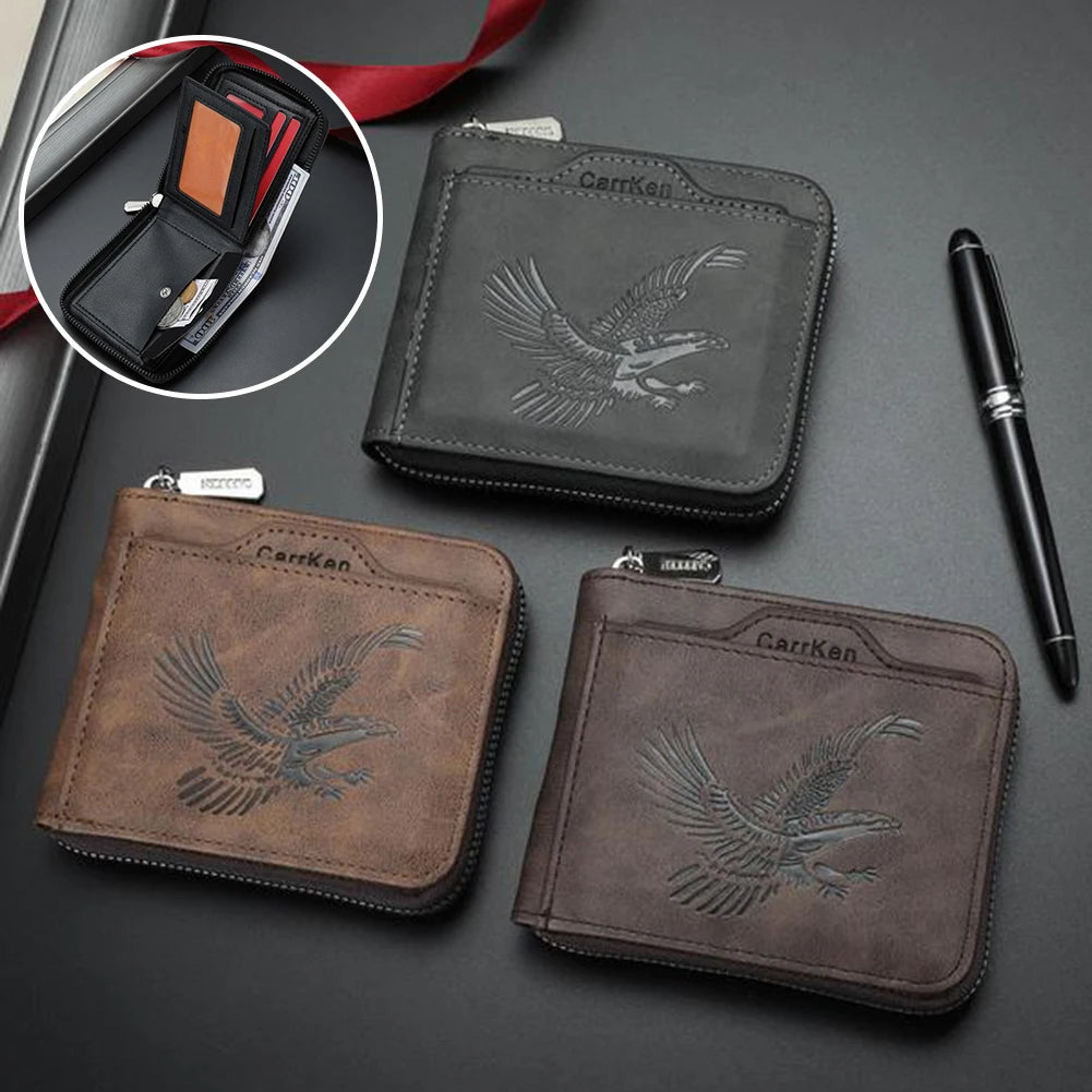Men's Vintage Eagle-Embossed PU Leather Wallet | Multi Card Slot