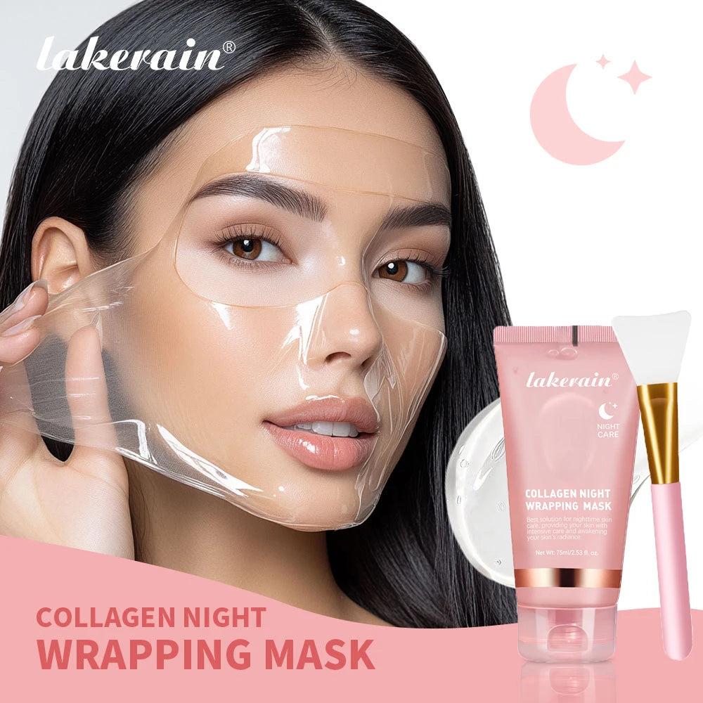 Collagen Wrapping Mask And Brush Set Rejuvenation Moisturize Brightening Korean Face Mask Make Glowy Skin Elasticity Facial Mask Oasis Select