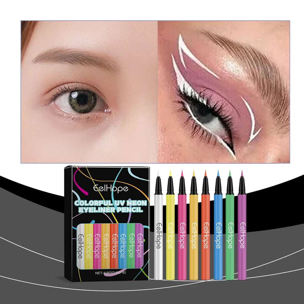 8 Color UV Neon Eyeliner Pencil Colored Eyeliner Smooth Quick Dry Long Lasting Waterproof For Party Festival Makeup Cosmetic Oasis Select