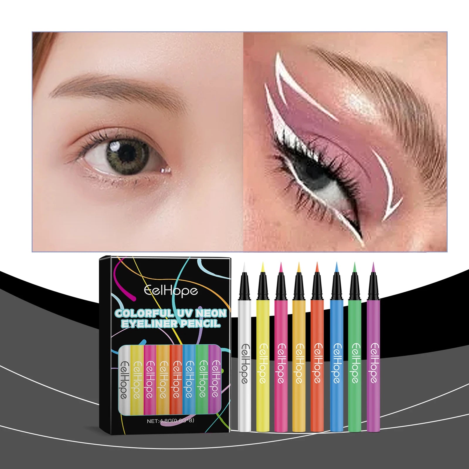 8 Color UV Neon Eyeliner Pencil Colored Eyeliner Smooth Quick Dry Long Lasting Waterproof For Party Festival Makeup Cosmetic Oasis Select