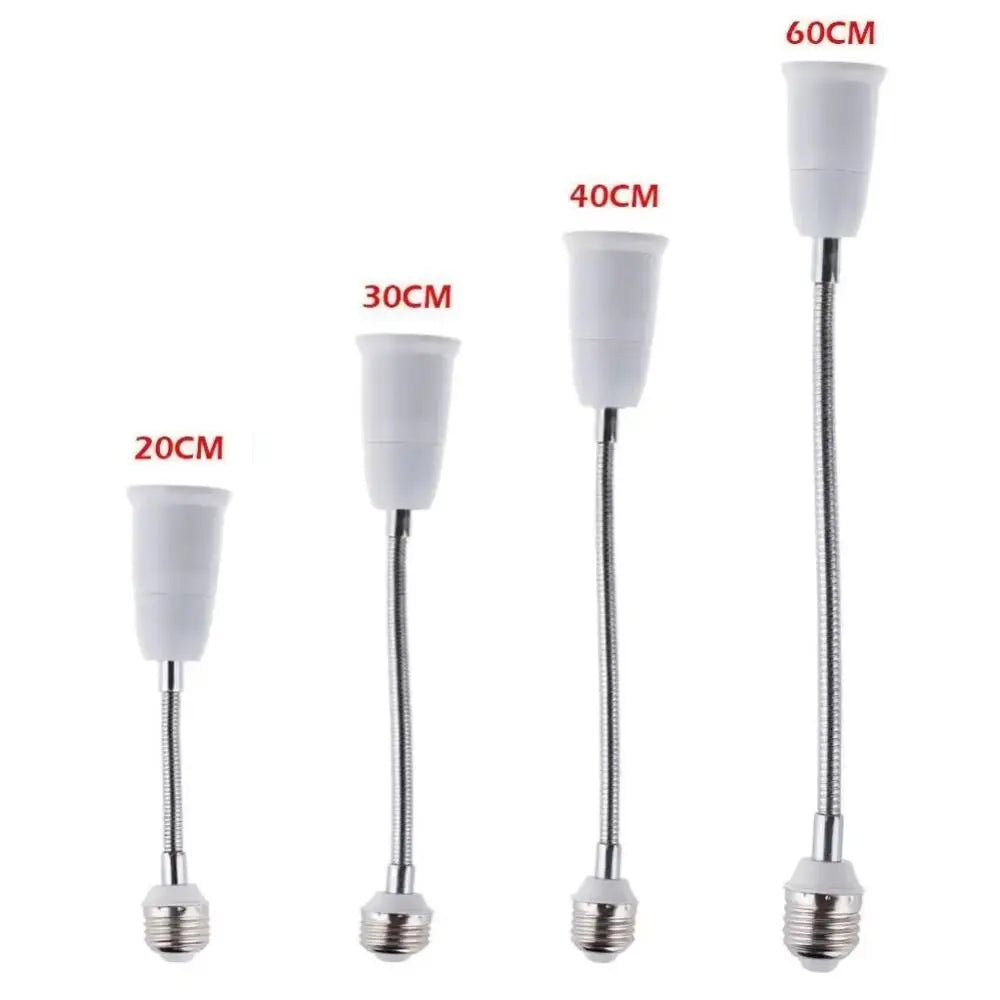 20/30/40/60cm LED Bulb Extension Tube Flexible E27 To E27 Bulb Conversion Lengthen Threaded Lamp Holder Adapter Home Oasis Select