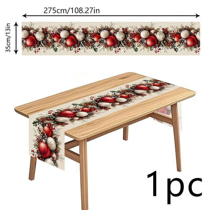 1pc Festive Christmas Table Runner - Polyester, Rectangular Holiday Table Decor for Home and Gift Giving, Christmas Decorations Oasis Select
