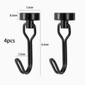 Neodymium Magnetic Hooks 5KG - 360° Rotating No Drill Hangers for Fridge/Doors, 4PCs Heavy Duty Kitchen Organizer (Black/White) Oasis Select 4pcsblack