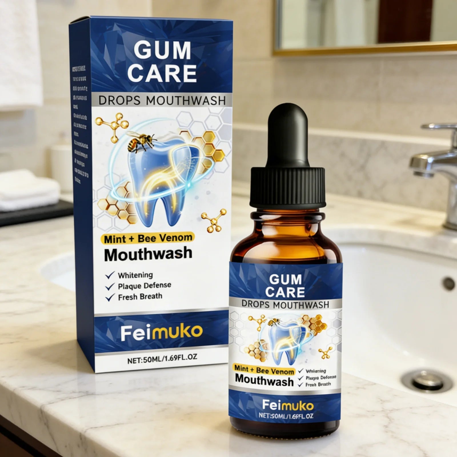 Feimuko Bee Venom Gum Care Mouthwash – Teeth Whitening 50ml Gum Care Mouthwash Oasis Select