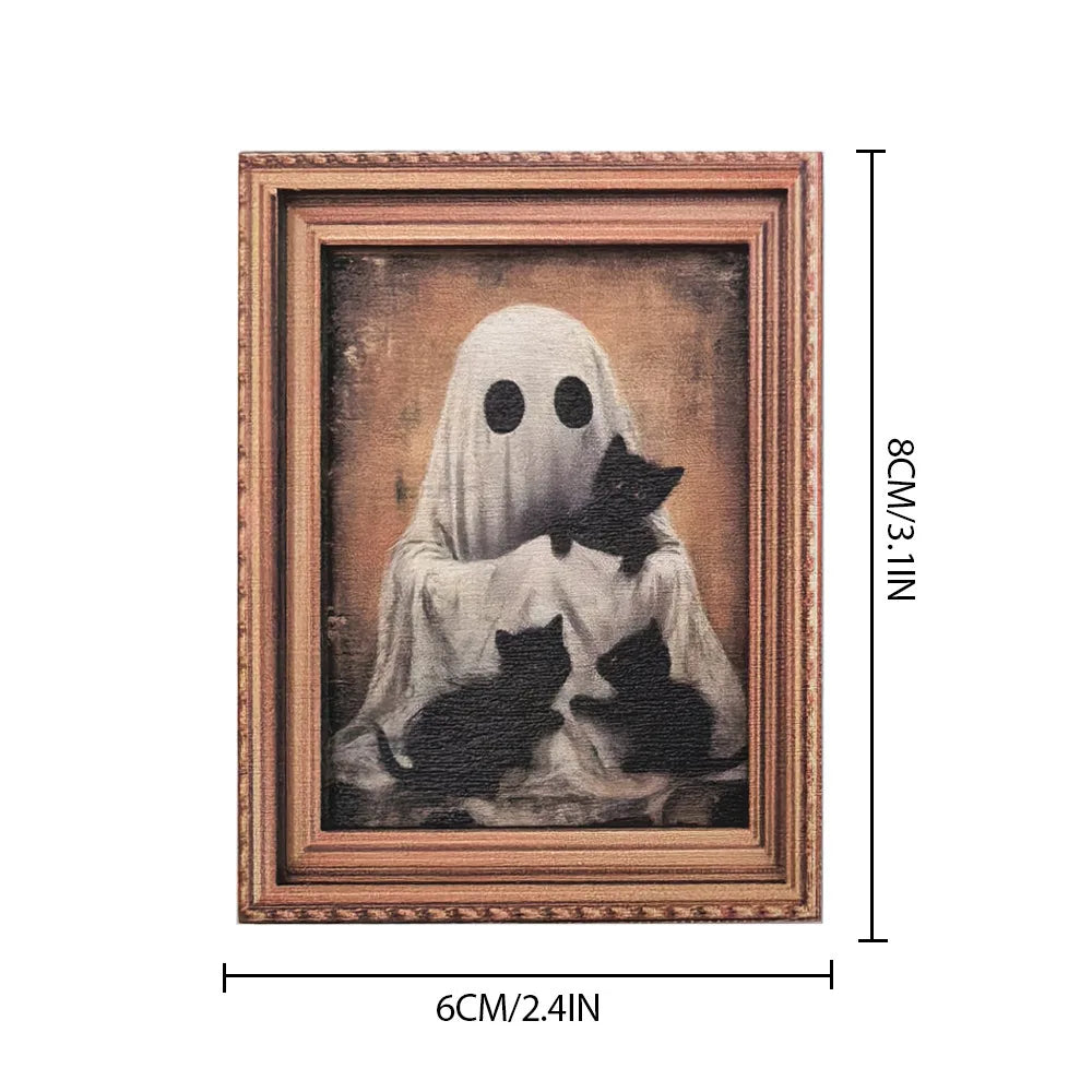 Halloween Magnetic Three-dimensional Fridge Magnet Ghost Witch Photo Frame Wooden Magnetic Decoration Oasis Select MZCT117