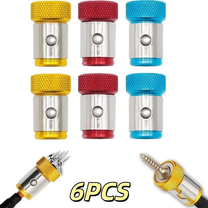 6 Pcs Universal 1/4 Inch Magnetic Screwdriver Head Bit Holder Metal Magnetizer Steel Sleeve Power Tool Position Ring Accessory Oasis Select