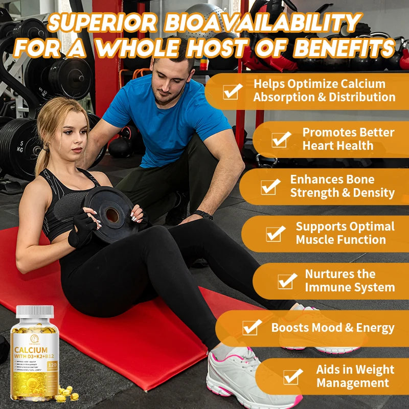 BBEEAAUU Calcium Supplement with Vitamin K2+D3 Prevent Bone Loss, Promote Bone Density and Joint MobilityVegetarian,Gluten Free Oasis Select