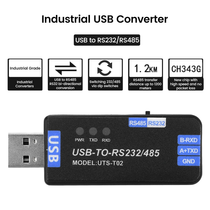 DC 5V USB to RS485/RS232 Communication Module Bidirectional Half Duplex Serial Line Converter CH343G Plug And Play Oasis Select