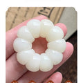 Zen Buddhist Prayer Bead Finger Ring Polished Crescent Mala Bead Band Meditation Stress Relief Spiritual Jewelry for Daily Wear Oasis Select white