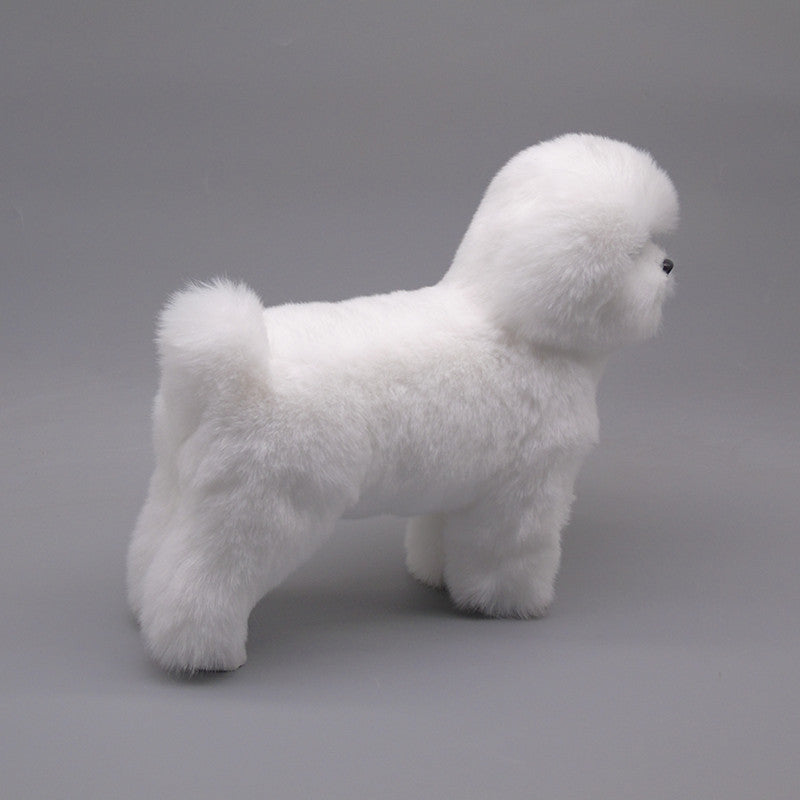 Realistic Plush Bichon Frise Dog Model | Lifelike Home Décor Decorative Dog Figurine Oasis Select