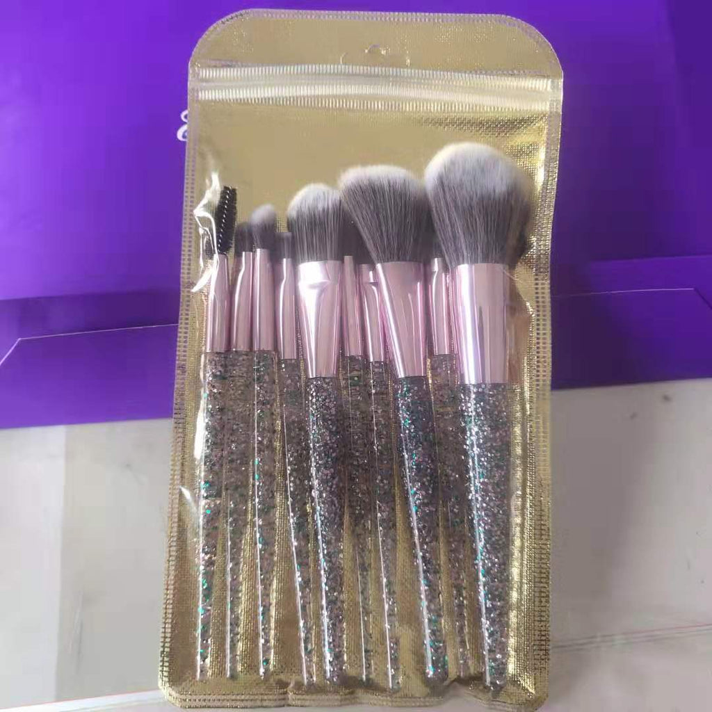 10-Piece Makeup Brush Set – Blend, Contour & Highlight Makeup Brush Set Oasis Select Green gold bag
