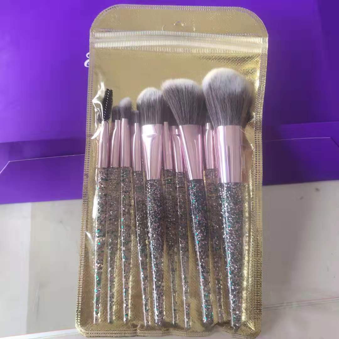 10-Piece Makeup Brush Set – Blend, Contour & Highlight Makeup Brush Set Oasis Select Green gold bag