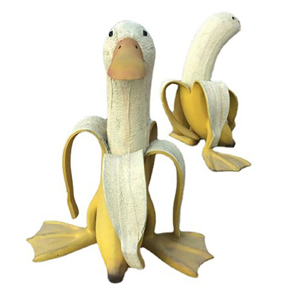 Banana Duck Garden Sculpture – Whimsical Vintage Resin Decor Garden Sculpture Oasis Select