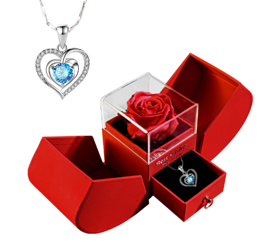 White Gold Necklace with Real Rose – Elegant Pendant Rose Pendant Necklace Oasis Select