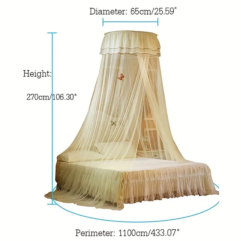 Round Ceiling Mosquito Net with Butterfly Decor – 6 Colors Bed Canopy Net Oasis Select