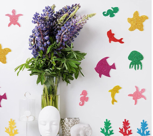 DIY Ocean Animal Glitter Foam Stickers for Kids – 6 Colors Kids Craft Stickers Oasis Select