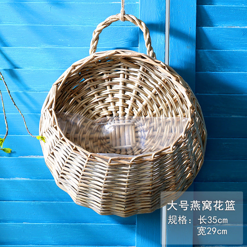 Wicker Wall-Mounted Hanging Basket for Flowers & Plants Wicker Wall Planter Oasis Select Do the old color 30cm