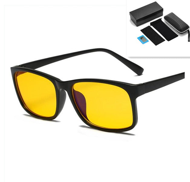 Anti Blue Light Glasses – Retro Unisex PC Frame Eyewear Blue Light Glasses Oasis Select Black Yellow pack set One Set
