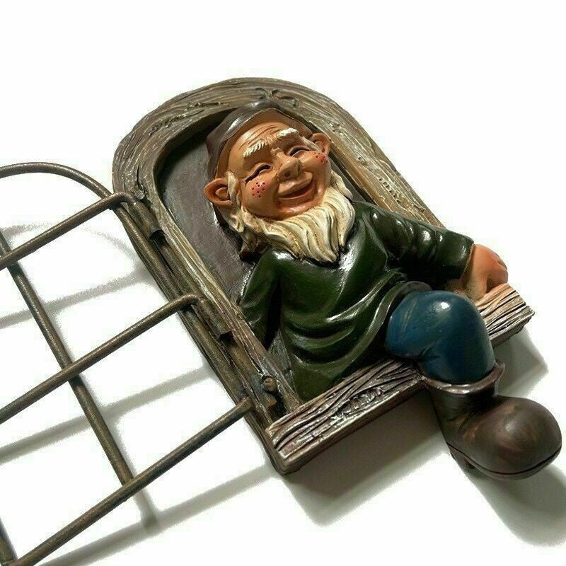 Elf Out The Door Garden Gnome Statue | Tree Hugger Decor Garden Gnome Statue Oasis Select