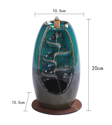 Ceramic Backflow Incense Burner | Waterfall Effect Home Decor Incense Burner Oasis Select Yellow M-10.5*20cm