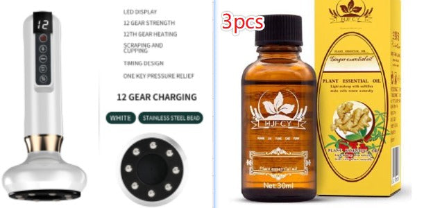 Electric Vacuum Cupping Massager with Infrared Heat & Gua Sha Vacuum Cupping Massager Oasis Select White set2 12speed charging A15, USB